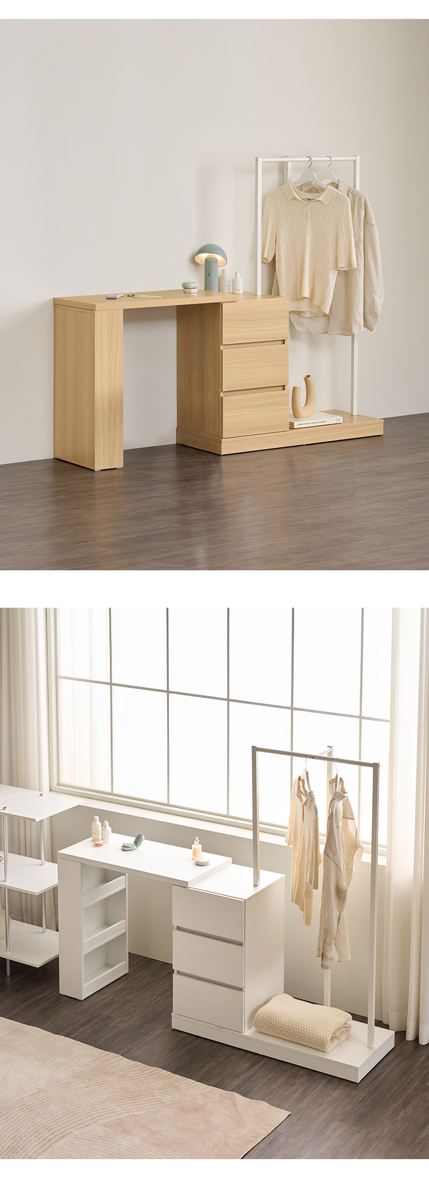 최종 결제가 112,500 / 파로마 솔비아A 2in1 옷걸이 수납 화장대 콘솔형 2colors 상세 이미지 10